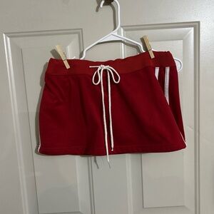Chic Red Mini Skirt with Drawstring